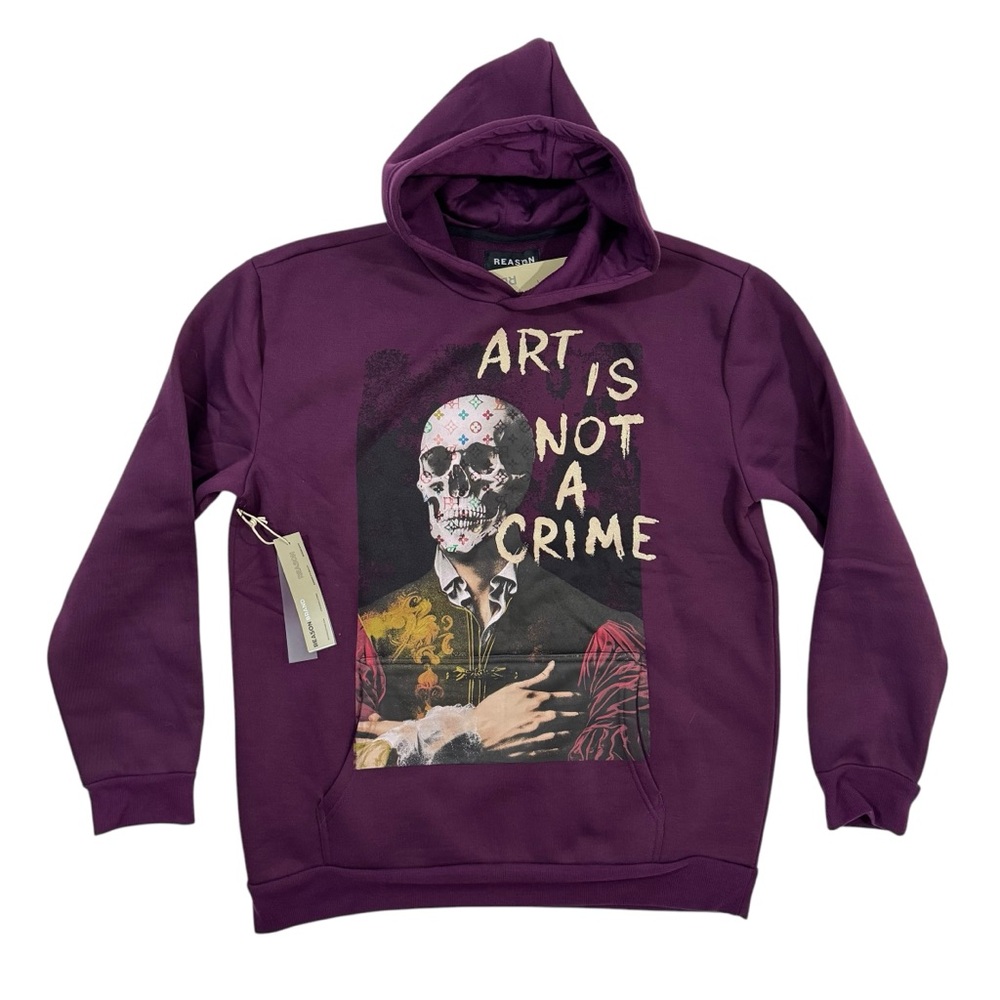 REASON Art Is Not A Crime Burgundy Hoodie – Brand New with Tags XL